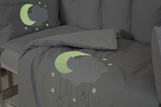 Постільний комплект 6 ел Babycentre & Twins Moonlight 4011-BTMO-10, grey, білий/сірий